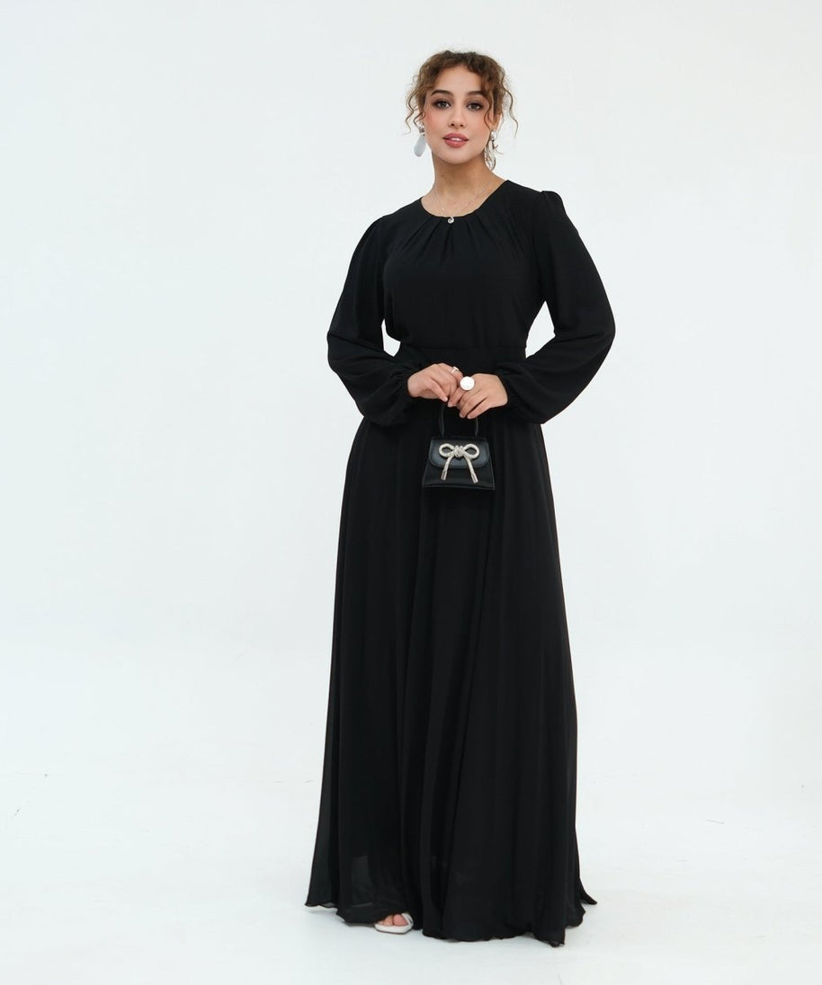 Crystal Embellished Cape Sleeve Chiffon Maxi Dress Set(MS461)
