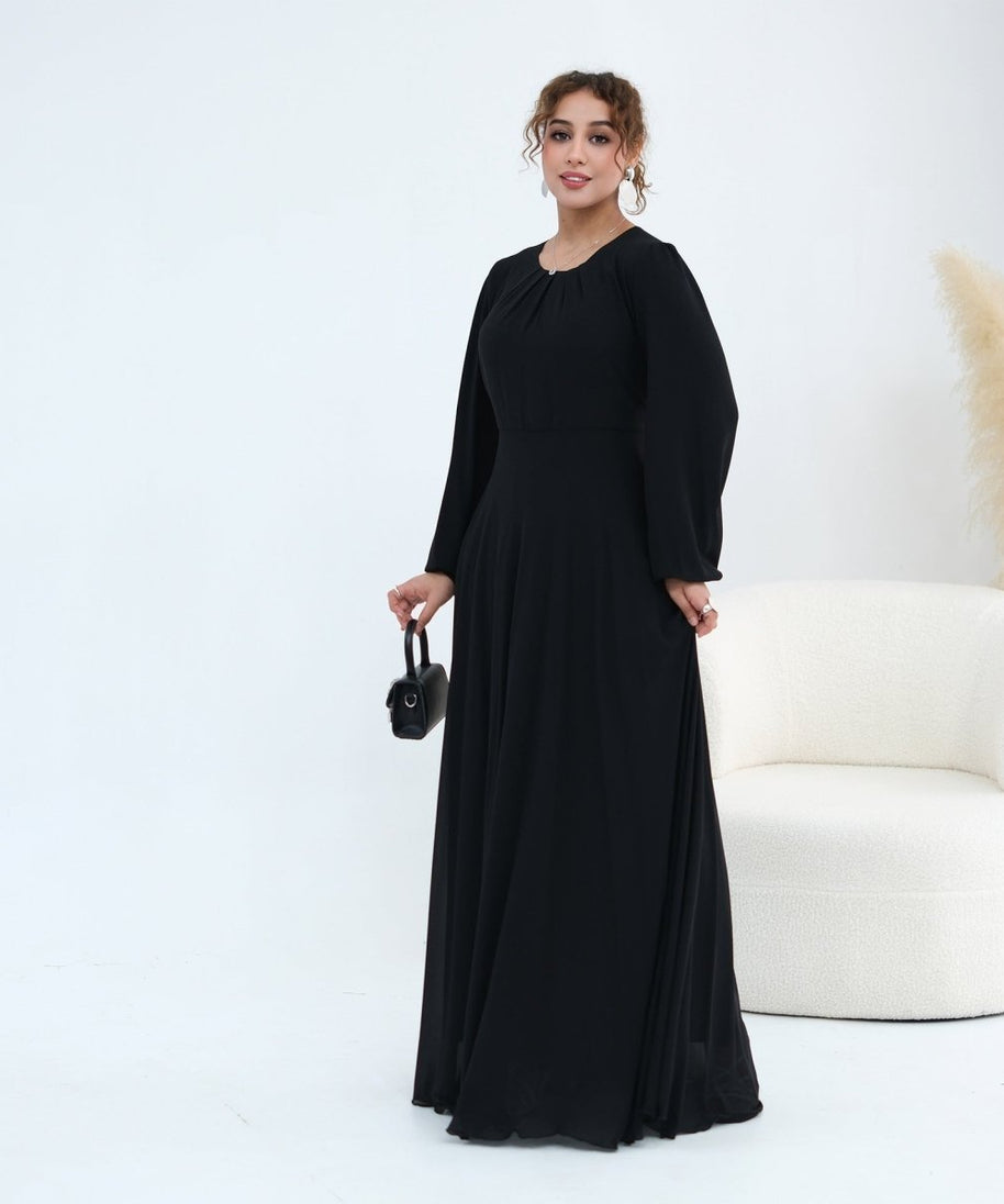 Crystal Embellished Cape Sleeve Chiffon Maxi Dress Set(MS461)