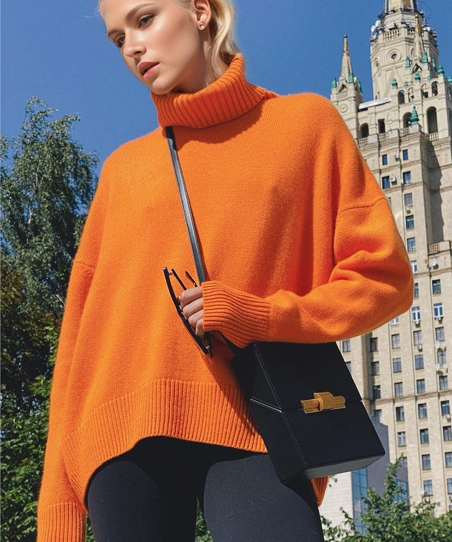 Basic Bae Turtleneck Dropped Shoulder Long Sleeve Sweater