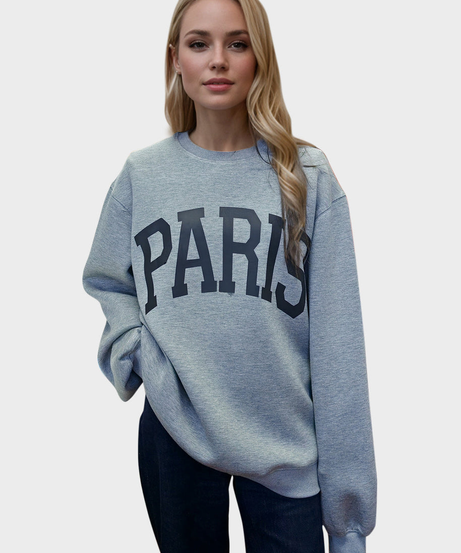 Basic Bae PARIS Round Neck Long Sleeve Air Scuba Sweatshirt