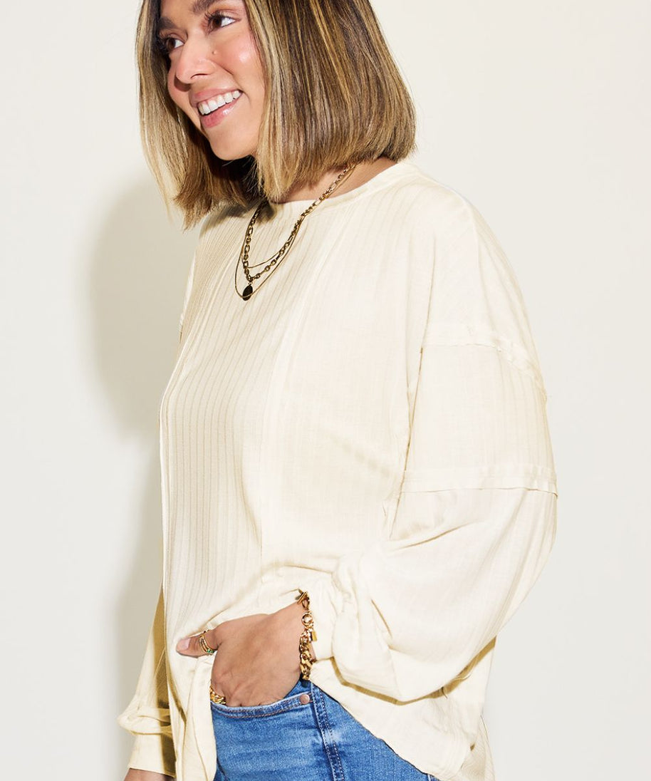 Basic Bae Full Size Ribbed Round Neck Long Sleeve T-Shirt