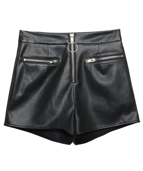 High-Waisted A-Line Loose Fit Wide-Leg Leather Pants