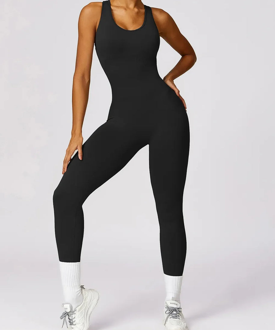 Basic Bae Sleeveless Cutout Racerback Active Jumpsuit