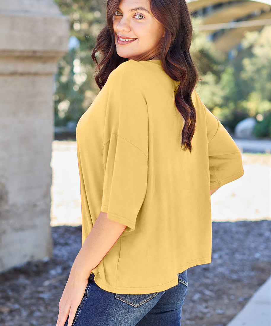 Basic Bae Bamboo Full Size Round Neck Drop Shoulder T-Shirt
