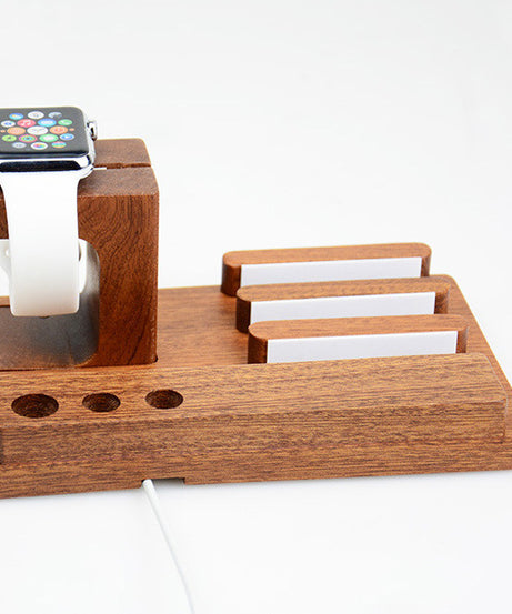 3-in-1 Bamboo Phone Stand & Wooden Charging Base