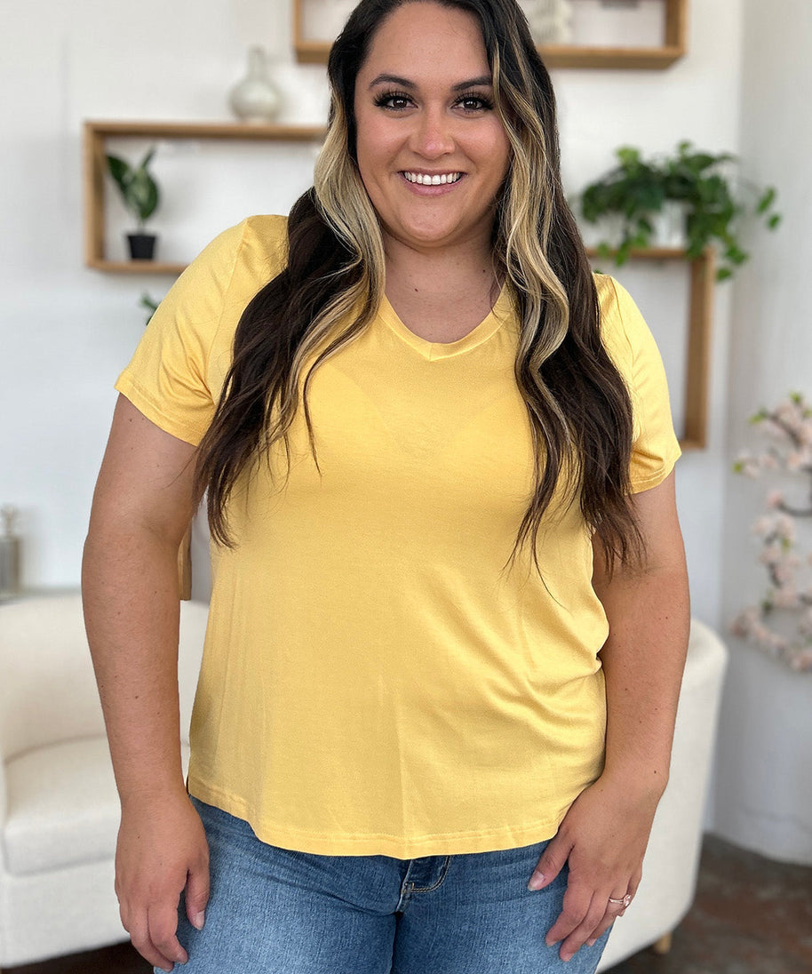 Basic Bae Bamboo Full Size V-Neck High-Low T-Shirt