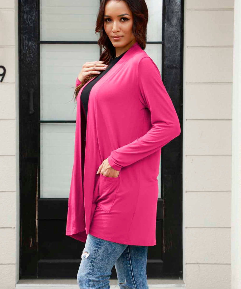 Basic Bae Full Size Open Front Long Sleeve Cardigan with Pockets