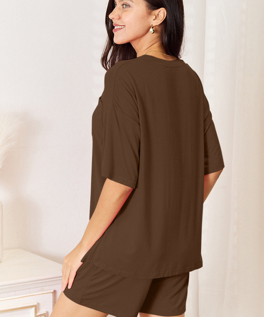 Basic Bae Full Size Soft Rayon Half Sleeve Top and Shorts Set
