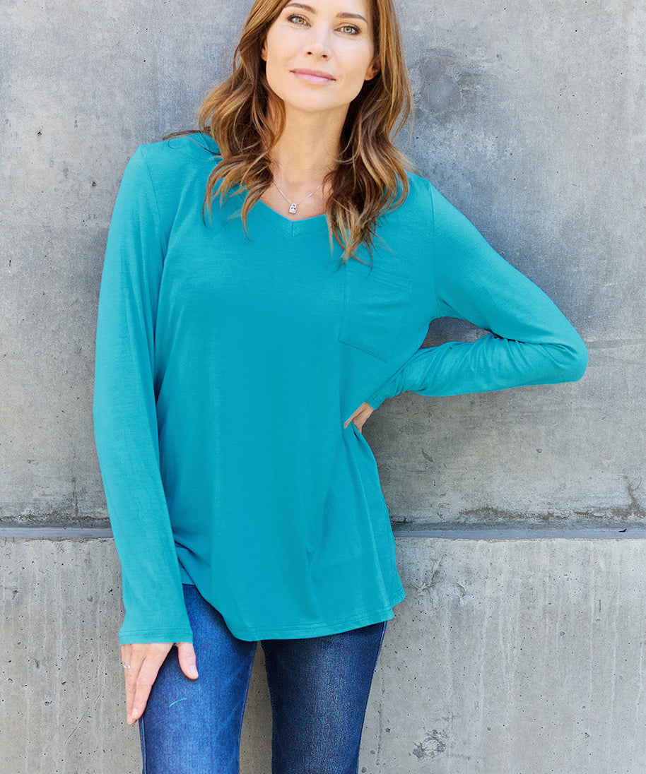 Basic Bae Full Size V-Neck Long Sleeve Top