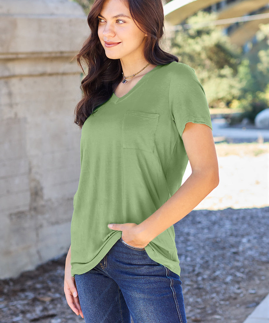 Basic Bae Bamboo Full Size  V-Neck Short Sleeve T-Shirt