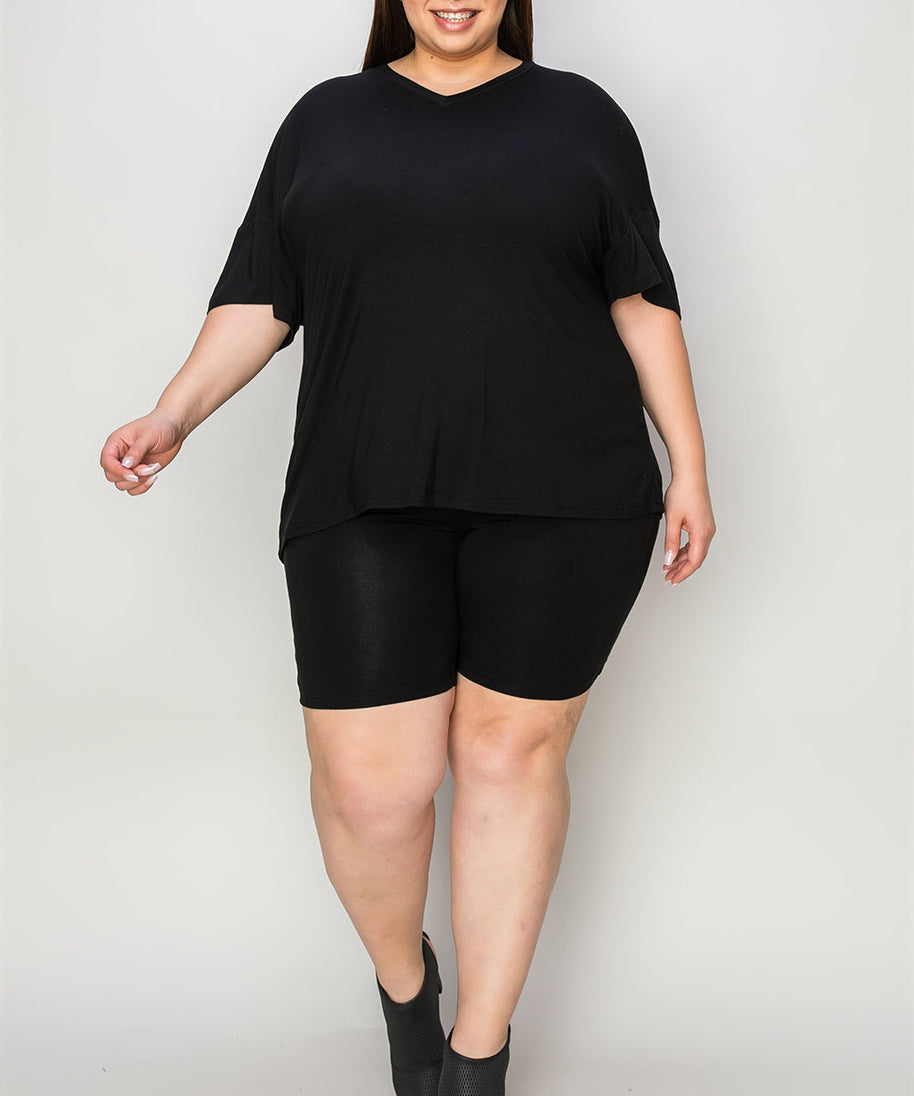Basic Bae Bamboo Full Size  V-Neck Drop Shoulder T-Shirt and Shorts Set