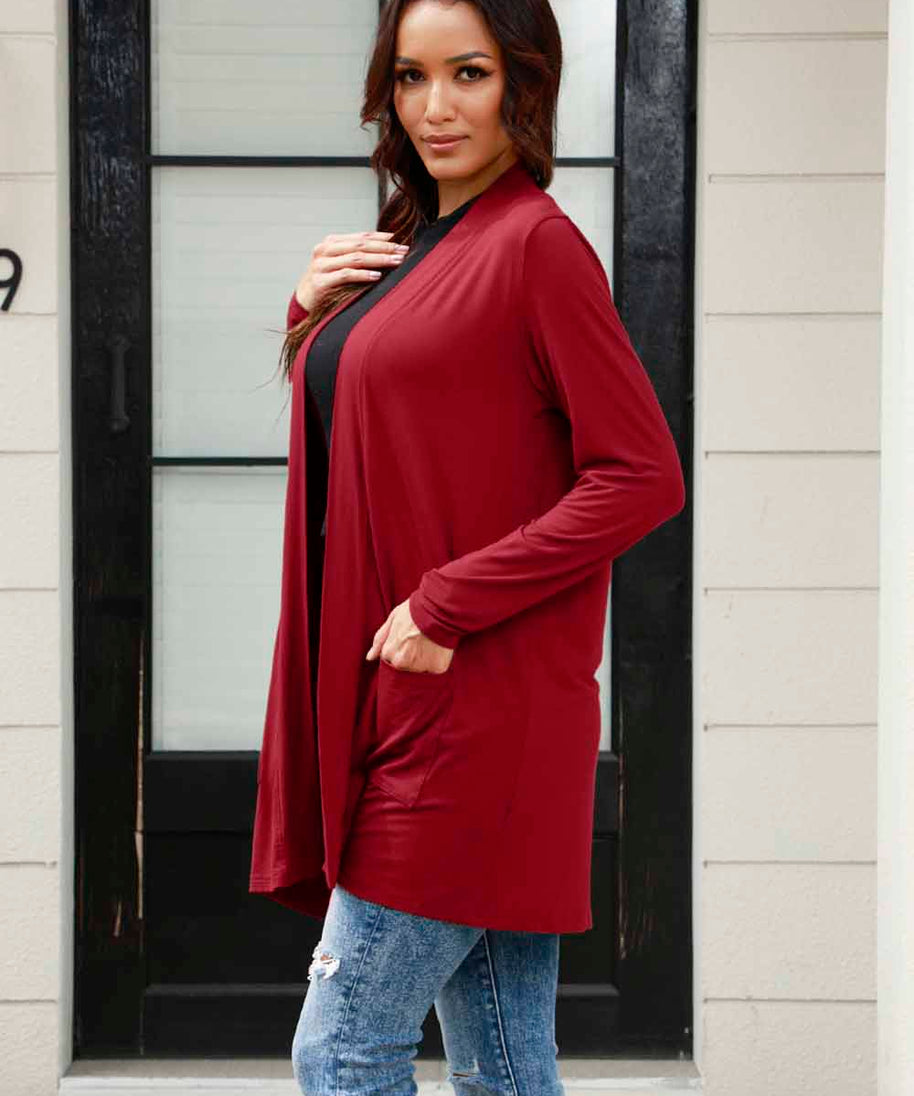 Basic Bae Full Size Open Front Long Sleeve Cardigan with Pockets