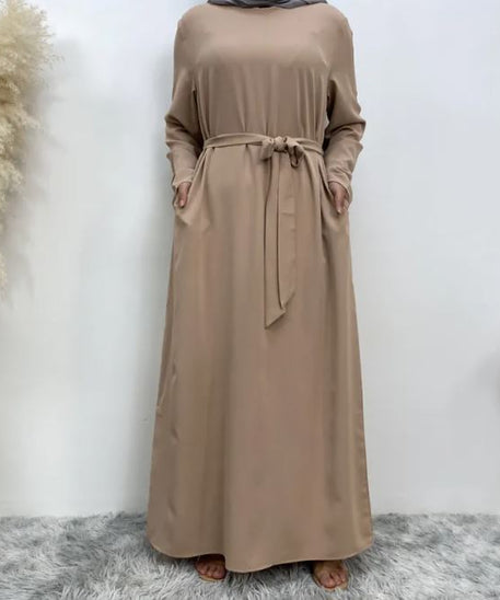 Women's Lace Up Pocket Muslim Dress