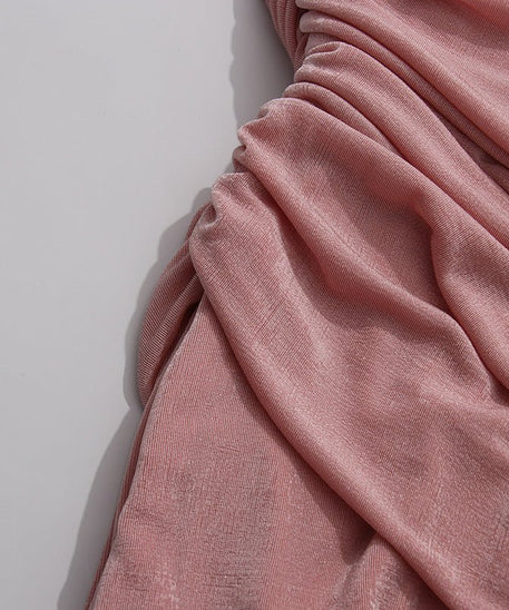 Diagonal Ruched Maxi Dress(MS467)