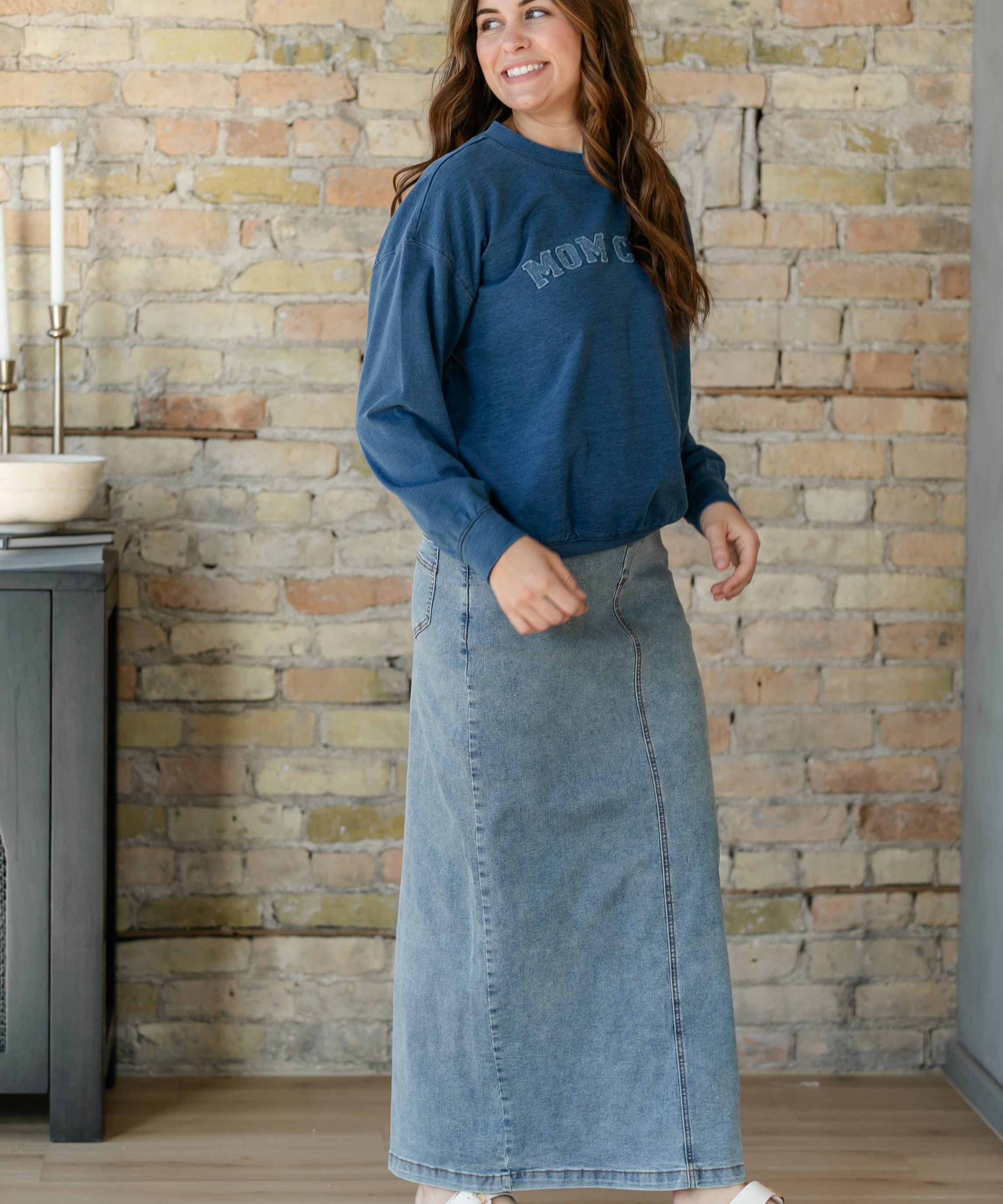 Donna Classic Wash Maxi Denim Skirt