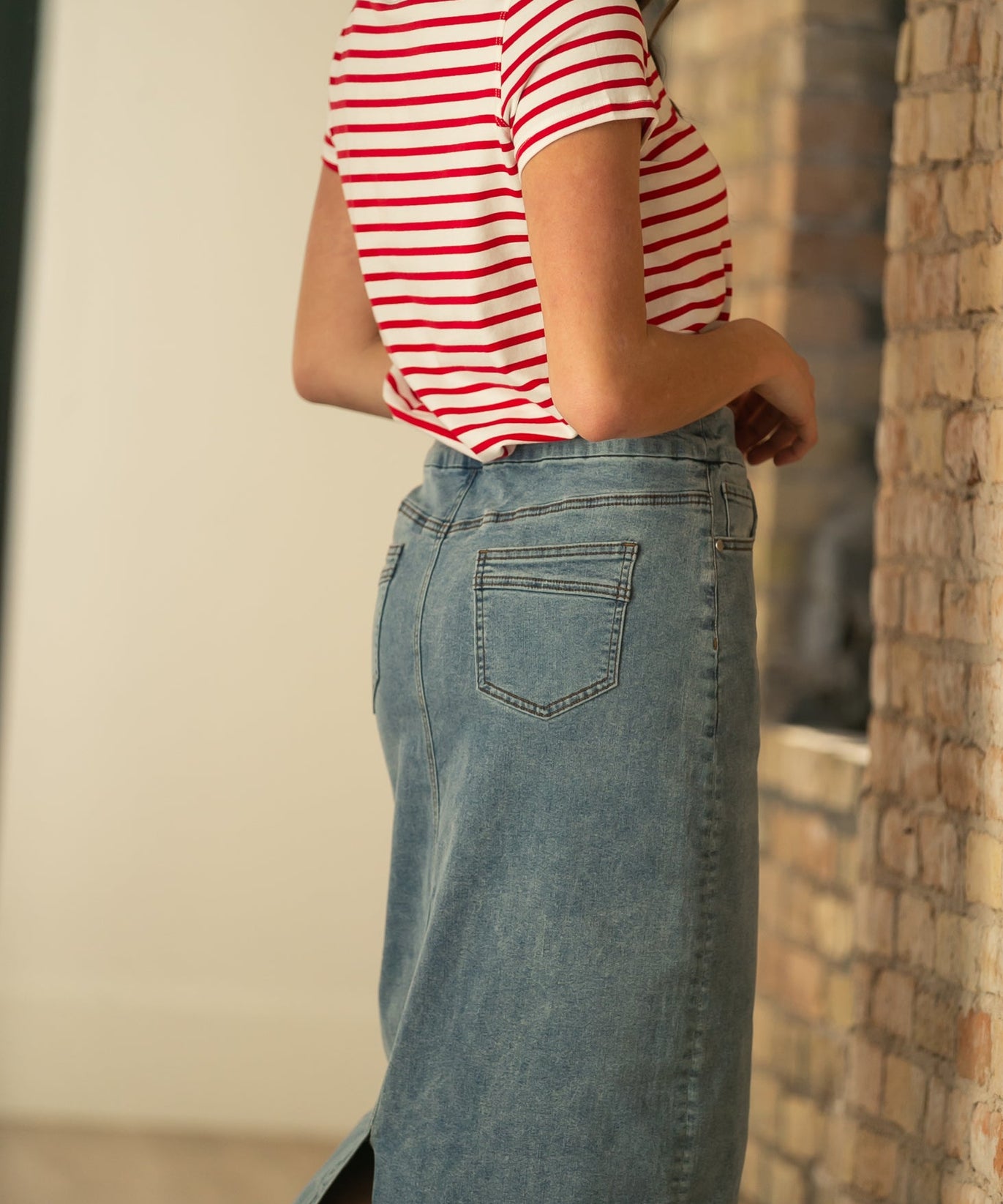 Donna Classic Wash Maxi Denim Skirt