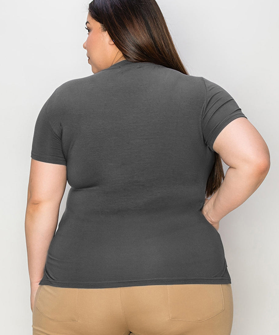 Basic Bae Full Size V-Neck High-Low T-Shirt
