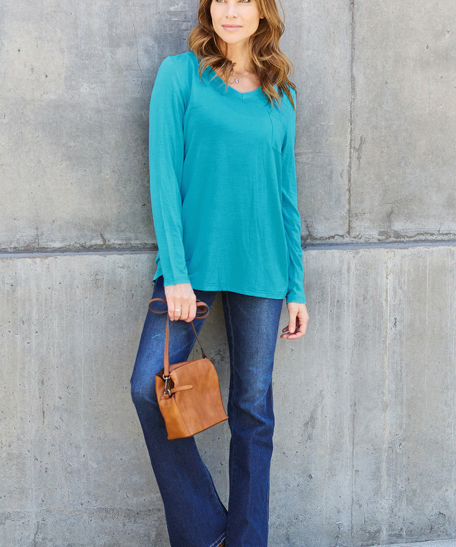 Basic Bae Full Size V-Neck Long Sleeve Top