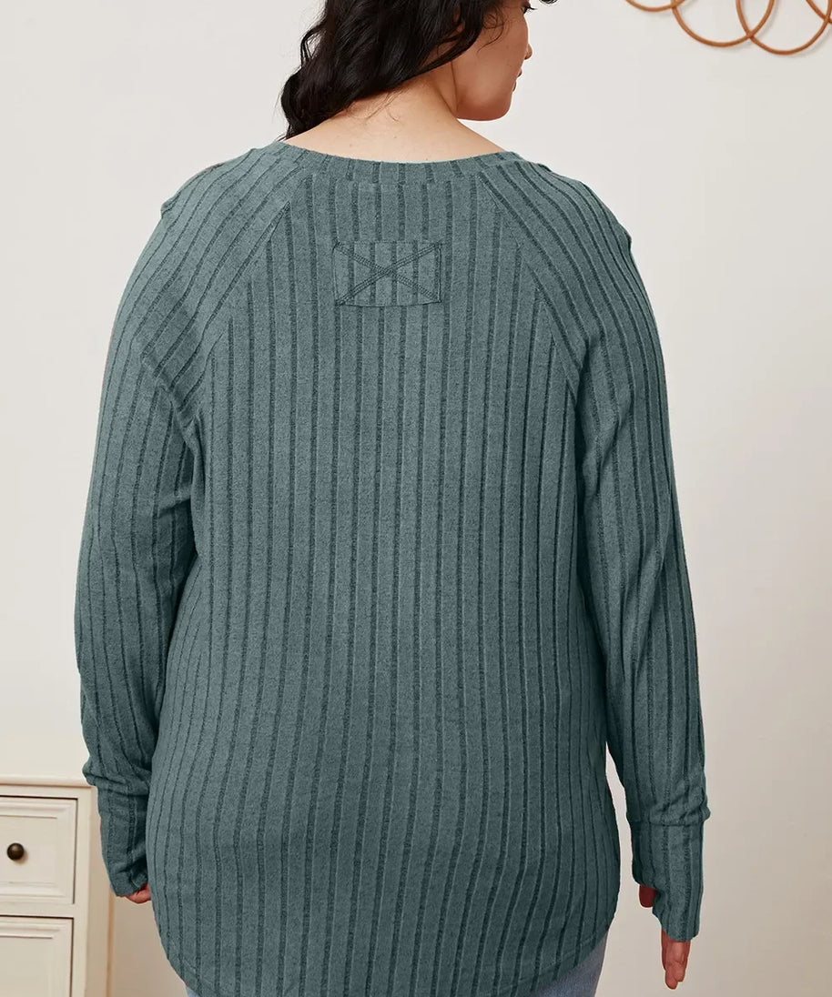 Basic Bae Full Size Ribbed Thumbhole Sleeve T-Shirt