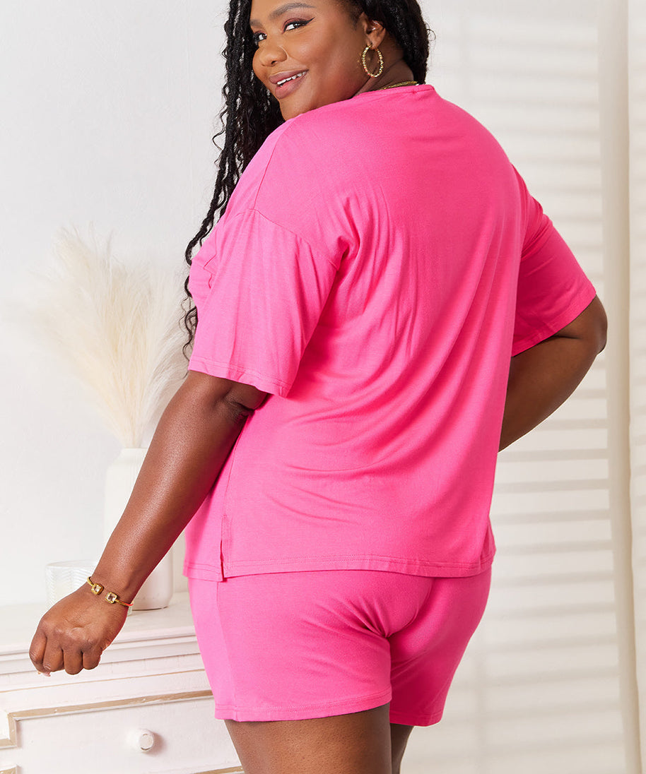 Basic Bae Full Size Soft Rayon Half Sleeve Top and Shorts Set