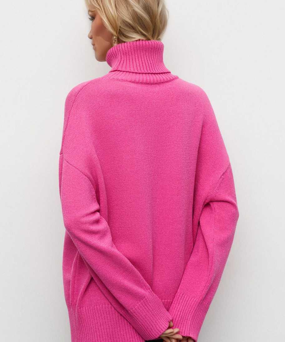 Basic Bae Turtleneck Dropped Shoulder Long Sleeve Sweater