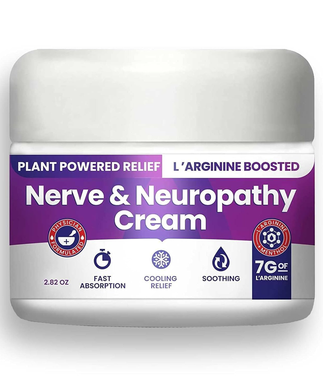Nerve and Neuropathy Cream – Plant Powered Relief for Foot Hands Legs Toes Includes 7grams of L’Arginine; Vitamin B6 Arnica Aloe -2.82oz