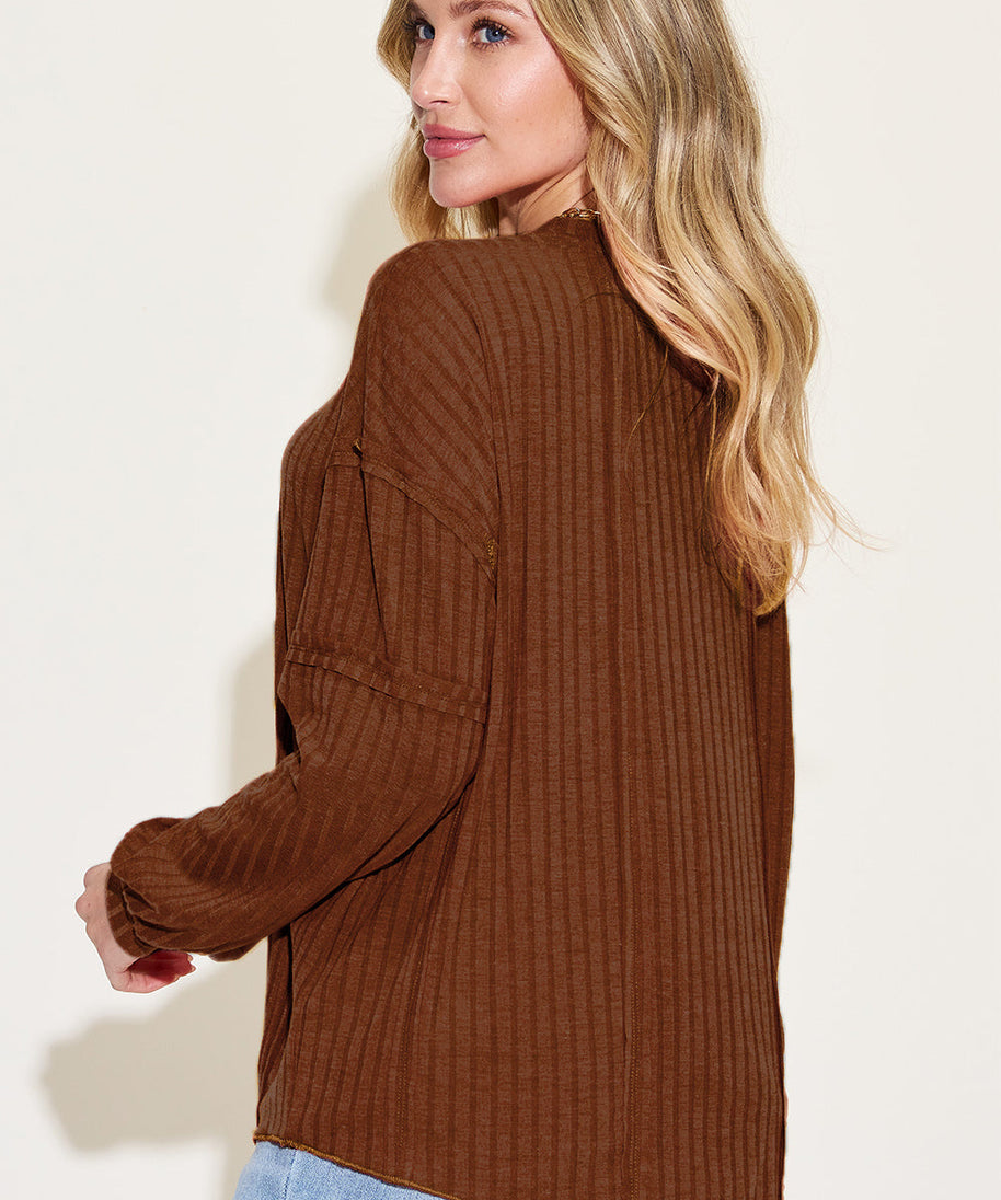 Basic Bae Full Size Ribbed Round Neck Long Sleeve T-Shirt