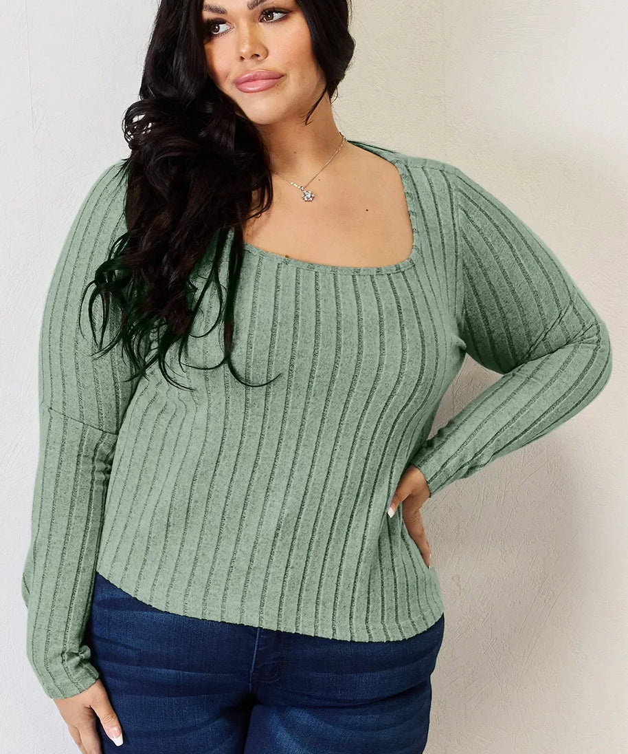 Basic Bae Full Size Ribbed Long Sleeve T-Shirt