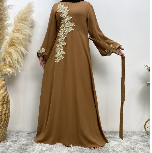 Muslim Dress with Fashion Lace and Beaded Design