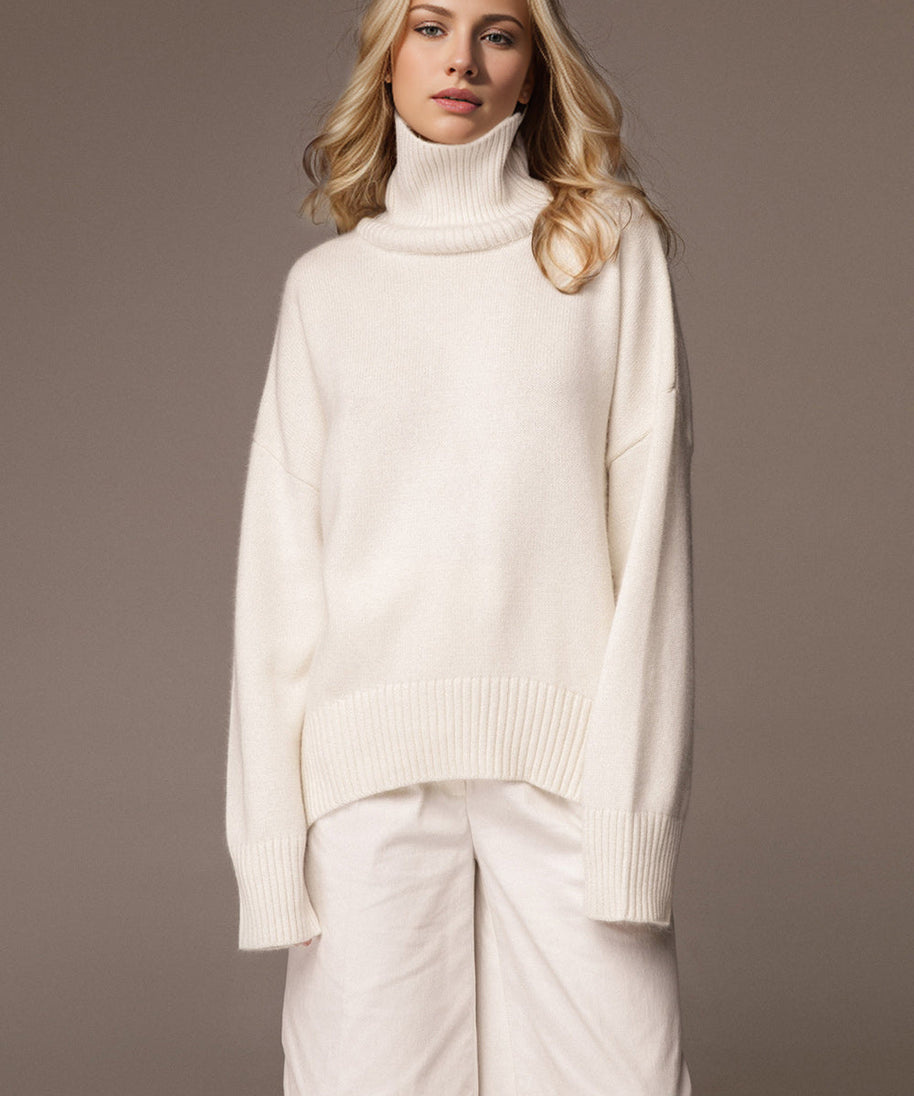 Basic Bae Turtleneck Dropped Shoulder Long Sleeve Sweater