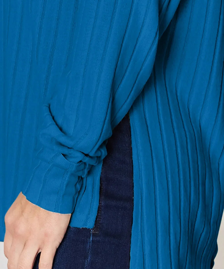 Basic Bae Full Size Ribbed Round Neck Slit T-Shirt