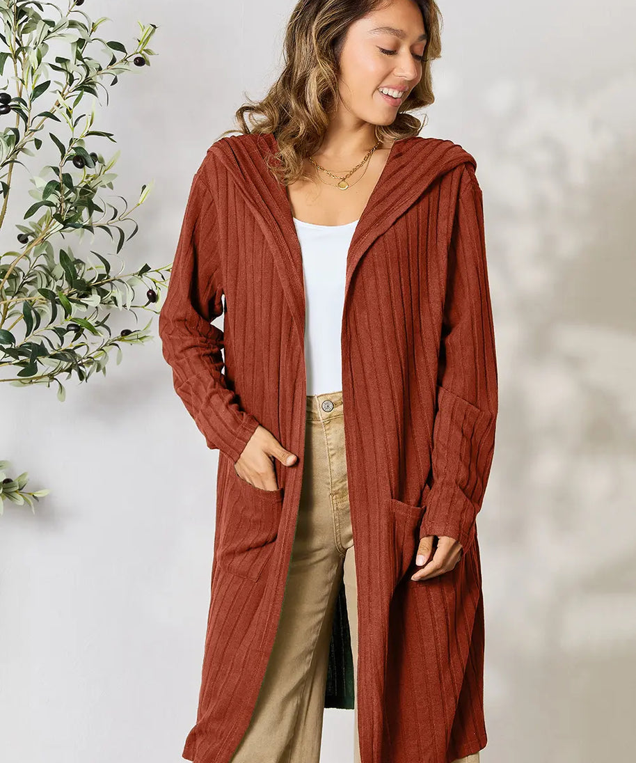 Basic Bae Full Size Hooded Sweater Cardigan