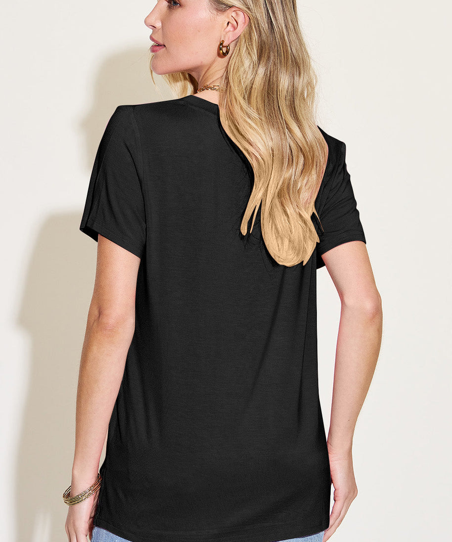 Basic Bae Bamboo Full Size V-Neck High-Low T-Shirt