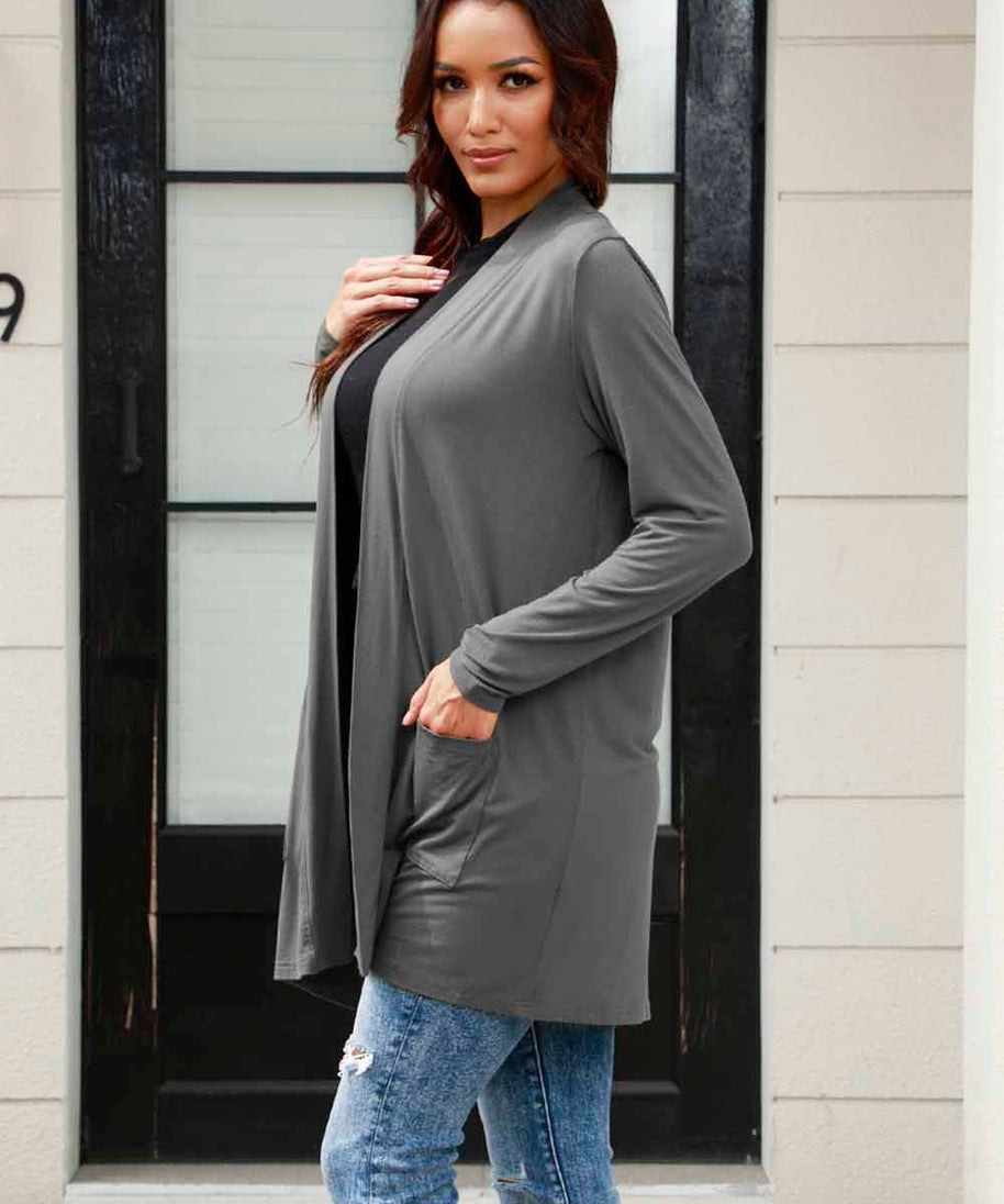 Basic Bae Full Size Open Front Long Sleeve Cardigan with Pockets