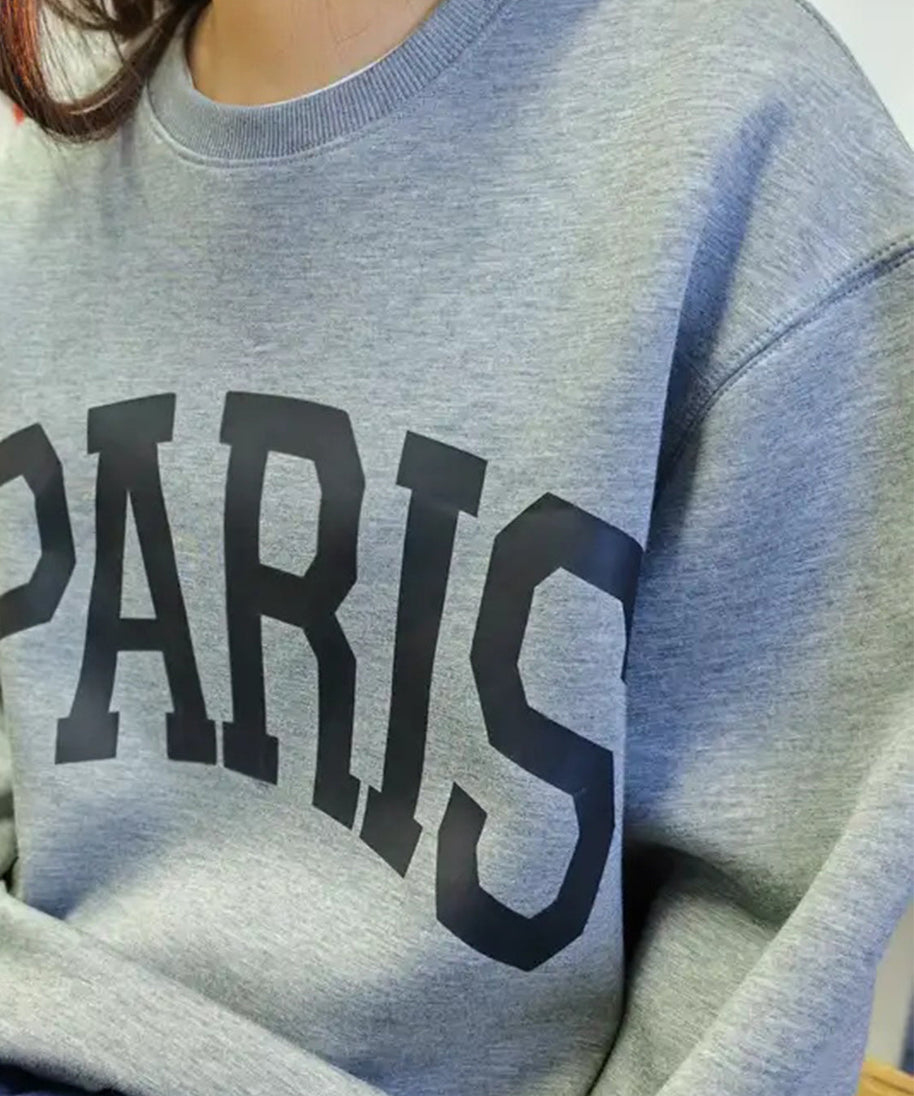 Basic Bae PARIS Round Neck Long Sleeve Air Scuba Sweatshirt