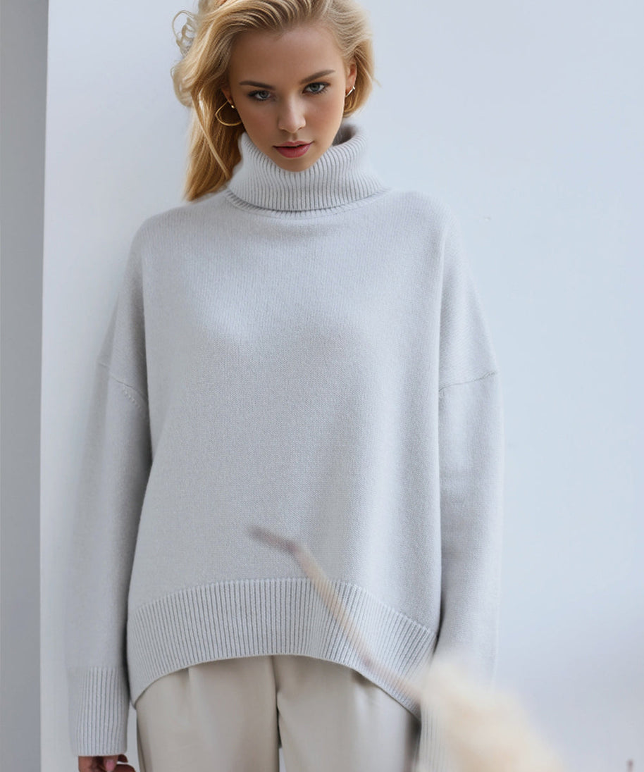 Basic Bae Turtleneck Dropped Shoulder Long Sleeve Sweater