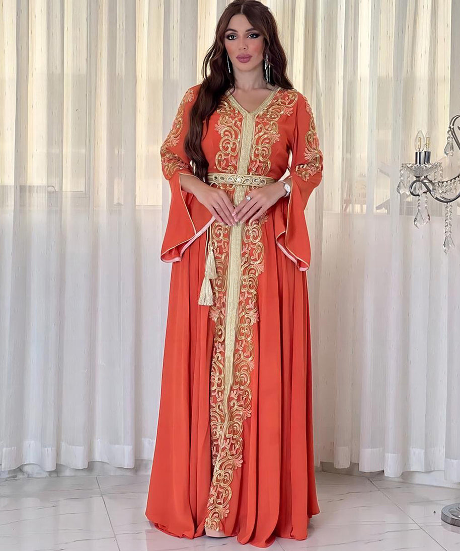 Embroidered Dress for Muslim Party and Evening Events