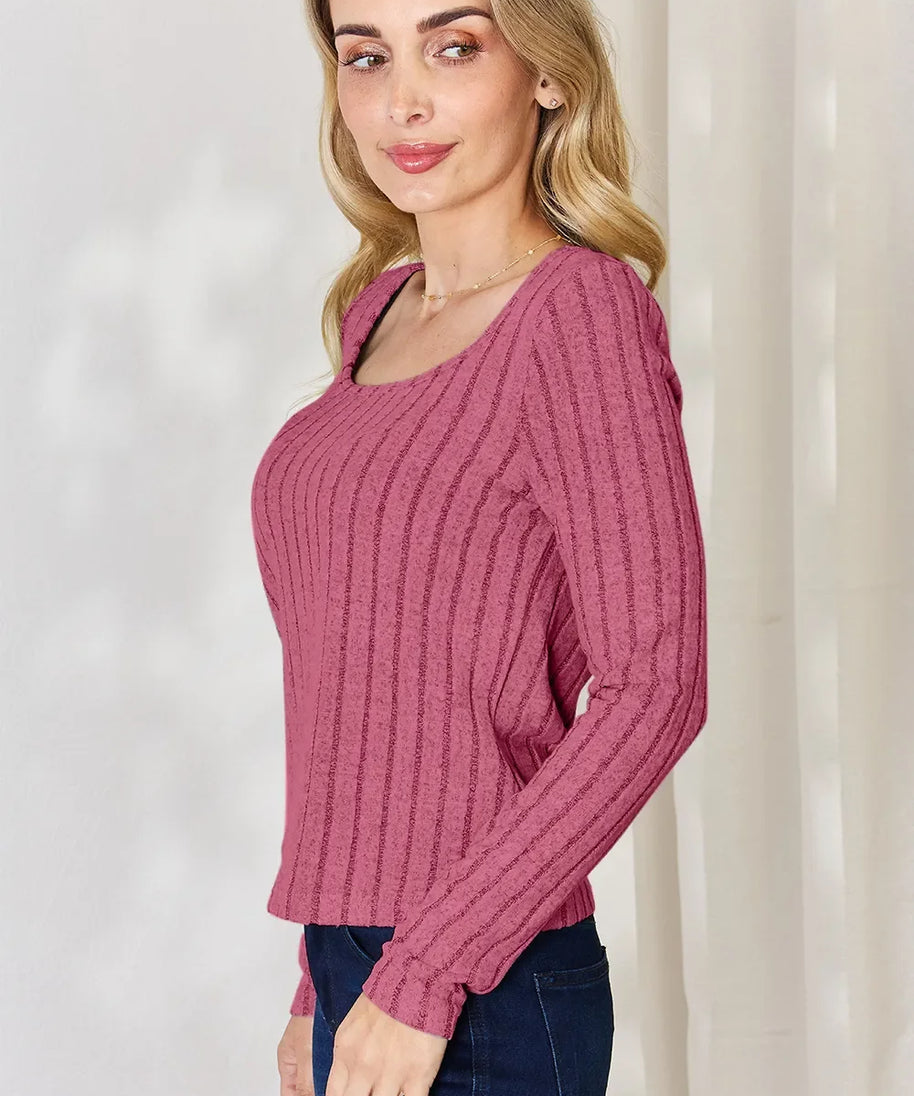 Basic Bae Full Size Ribbed Long Sleeve T-Shirt