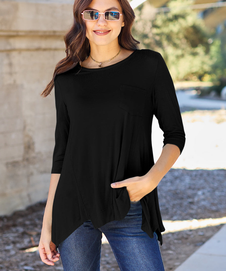 Basic Bae Full Size Round Neck Pocketed T-Shirt
