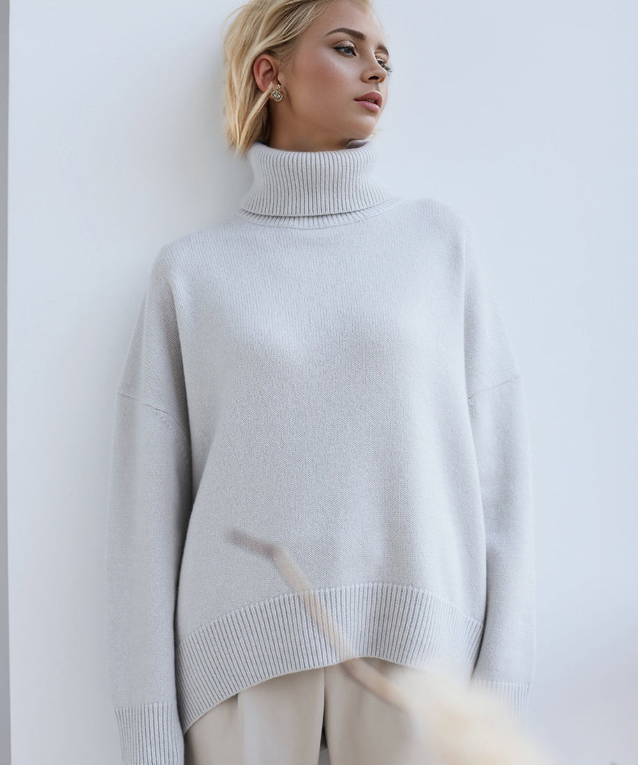Basic Bae Turtleneck Dropped Shoulder Long Sleeve Sweater