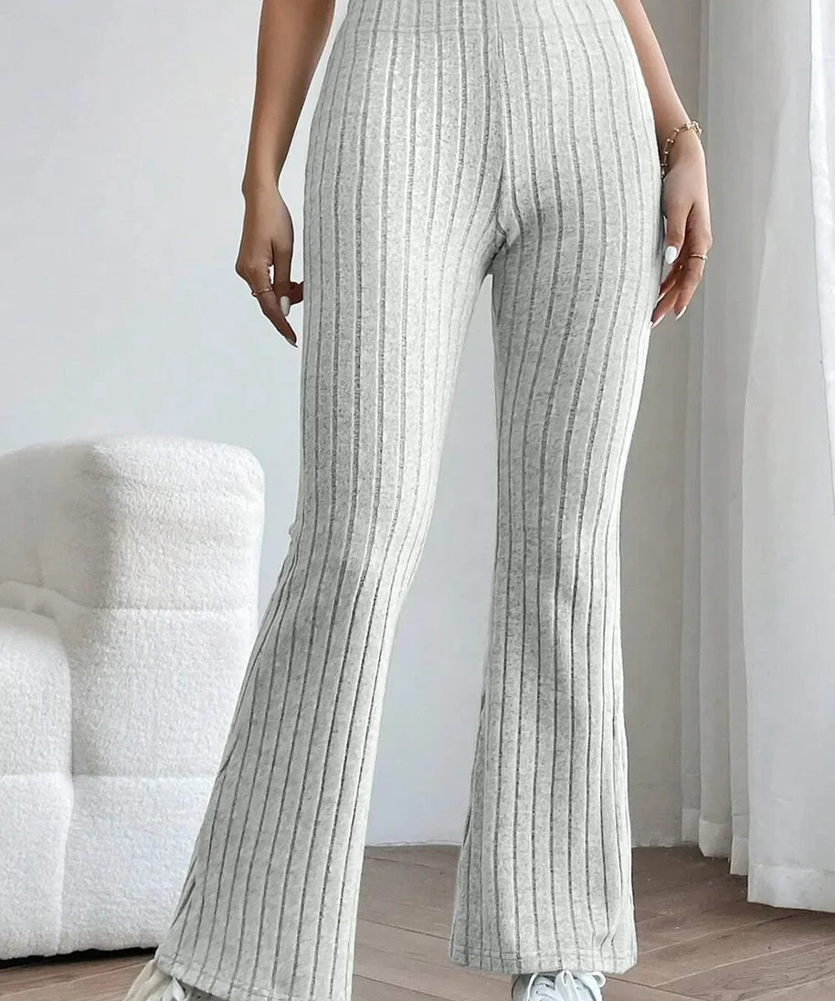 Basic Bae Full Size Ribbed High Waist Flare Pants