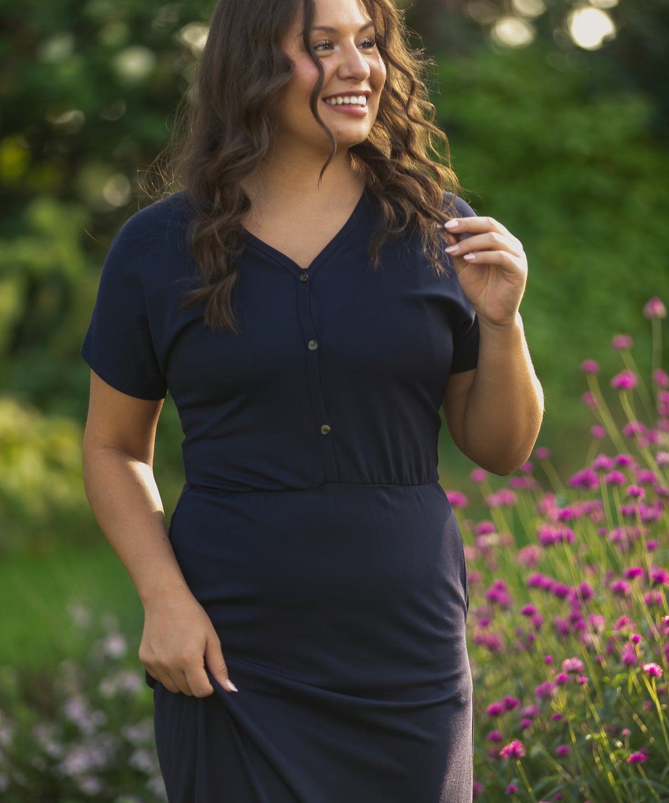 Ella Navy Cinched Waist Maxi Dress