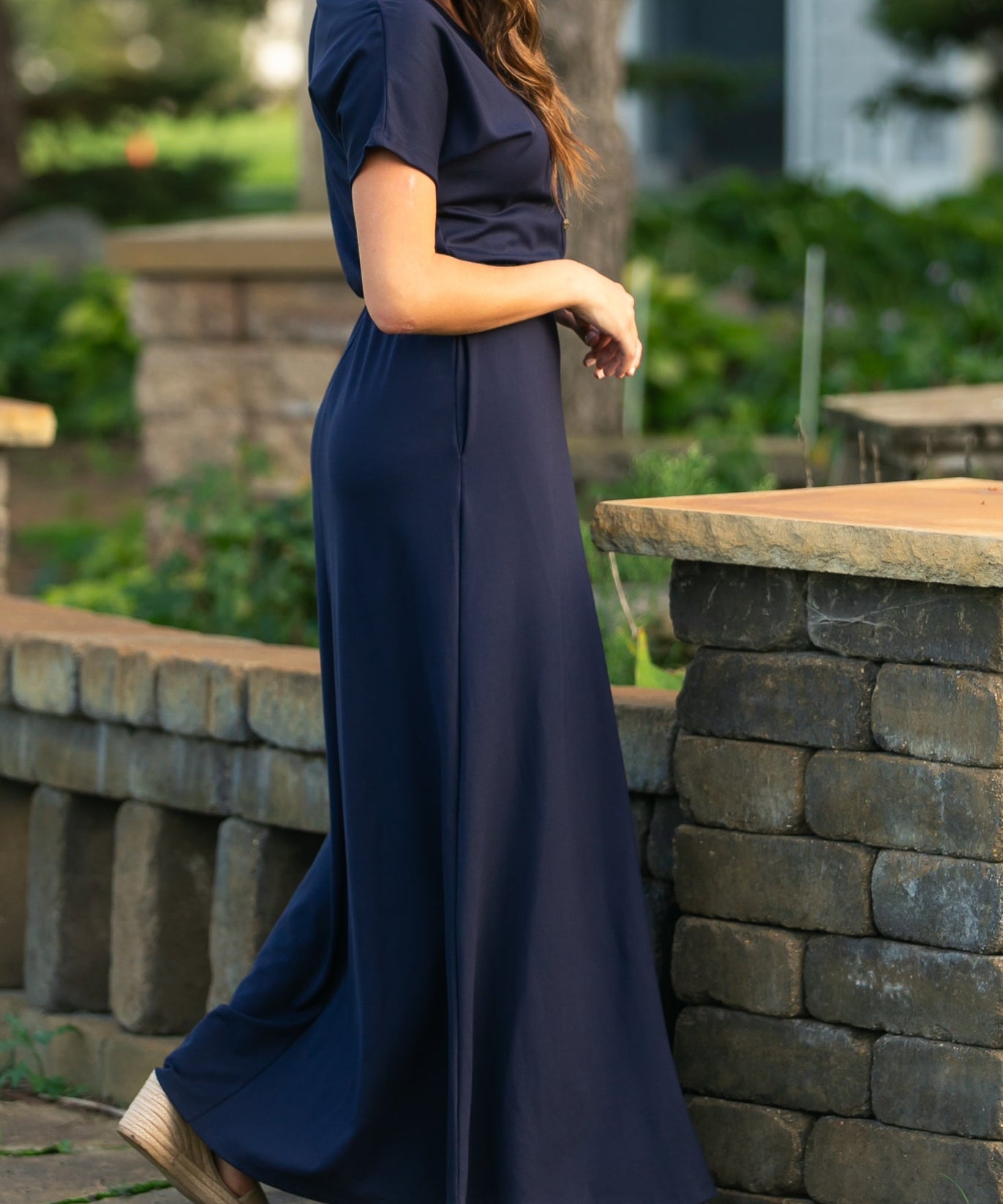 Ella Navy Cinched Waist Maxi Dress