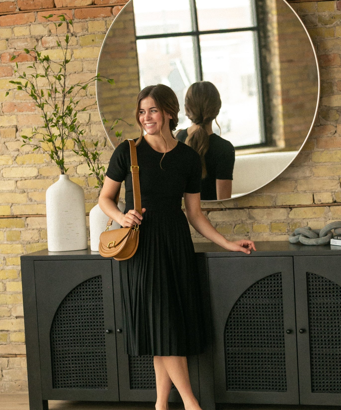 Emersyn Black Pleated Midi Dress - FINAL SALE