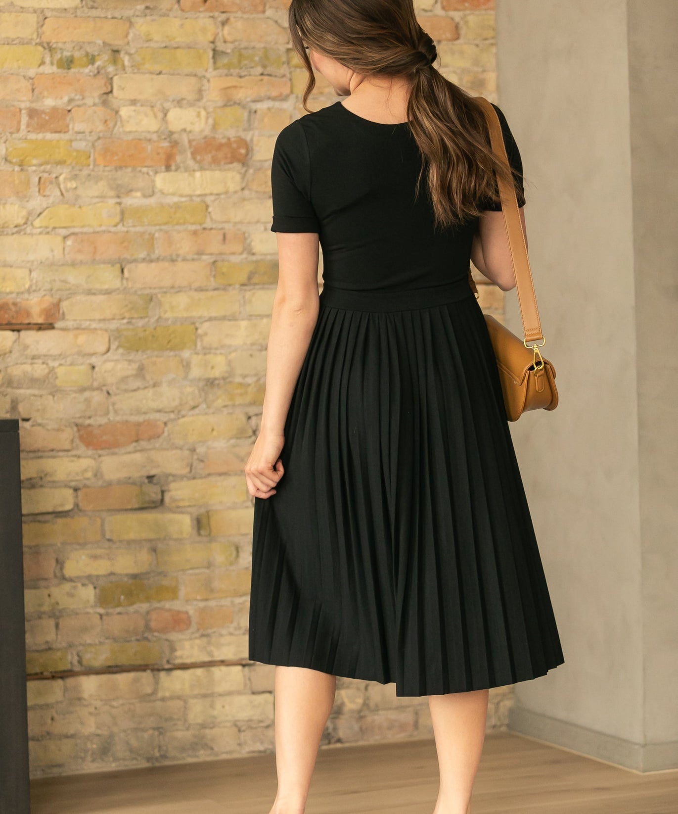 Emersyn Black Pleated Midi Dress - FINAL SALE