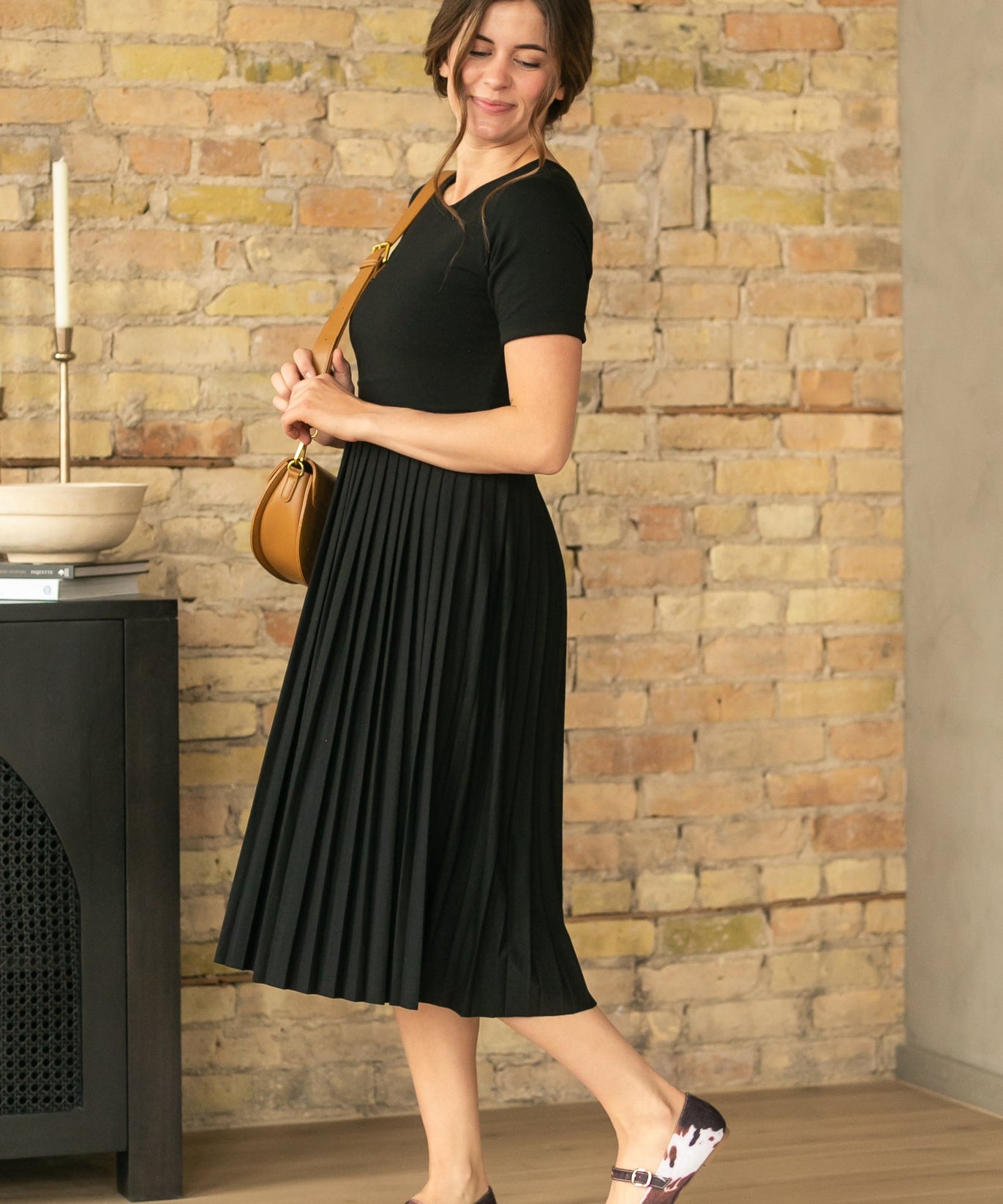 Emersyn Black Pleated Midi Dress - FINAL SALE
