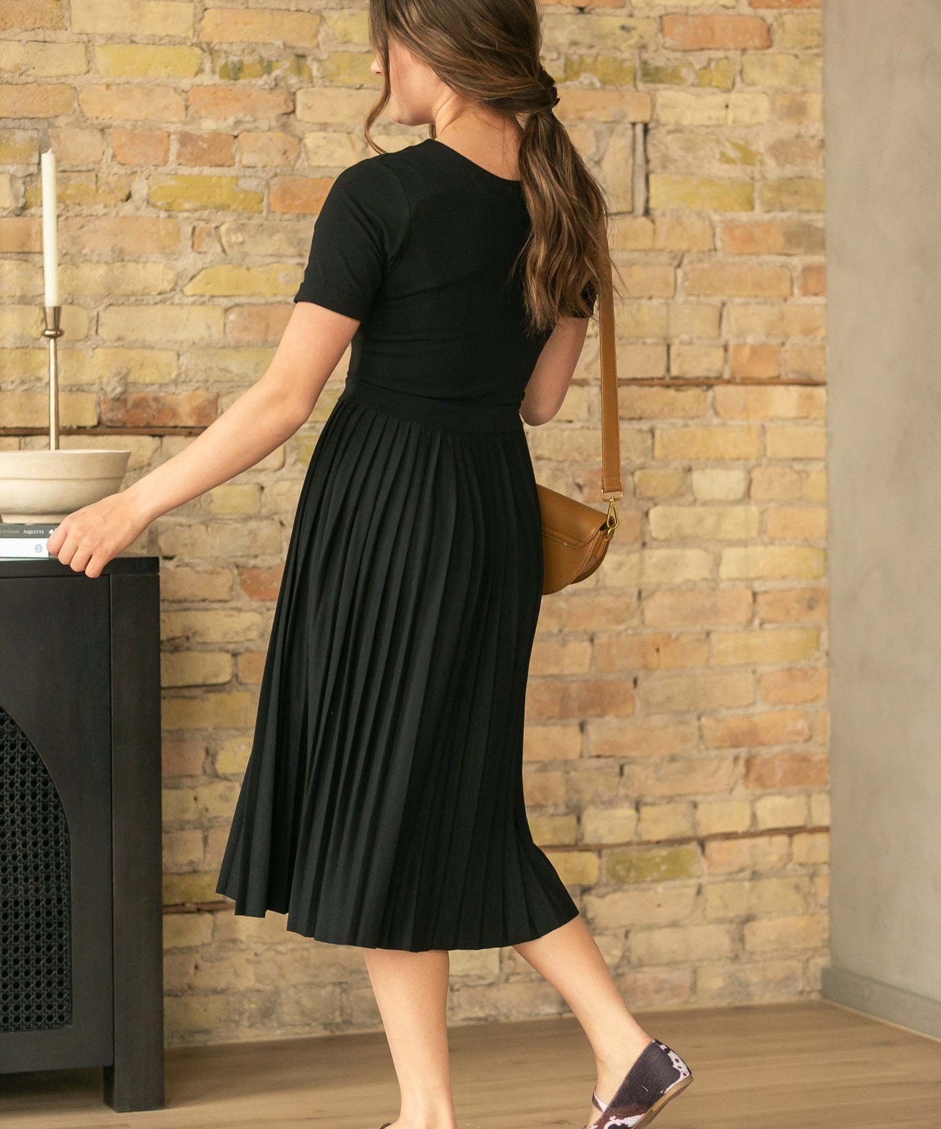 Emersyn Black Pleated Midi Dress - FINAL SALE