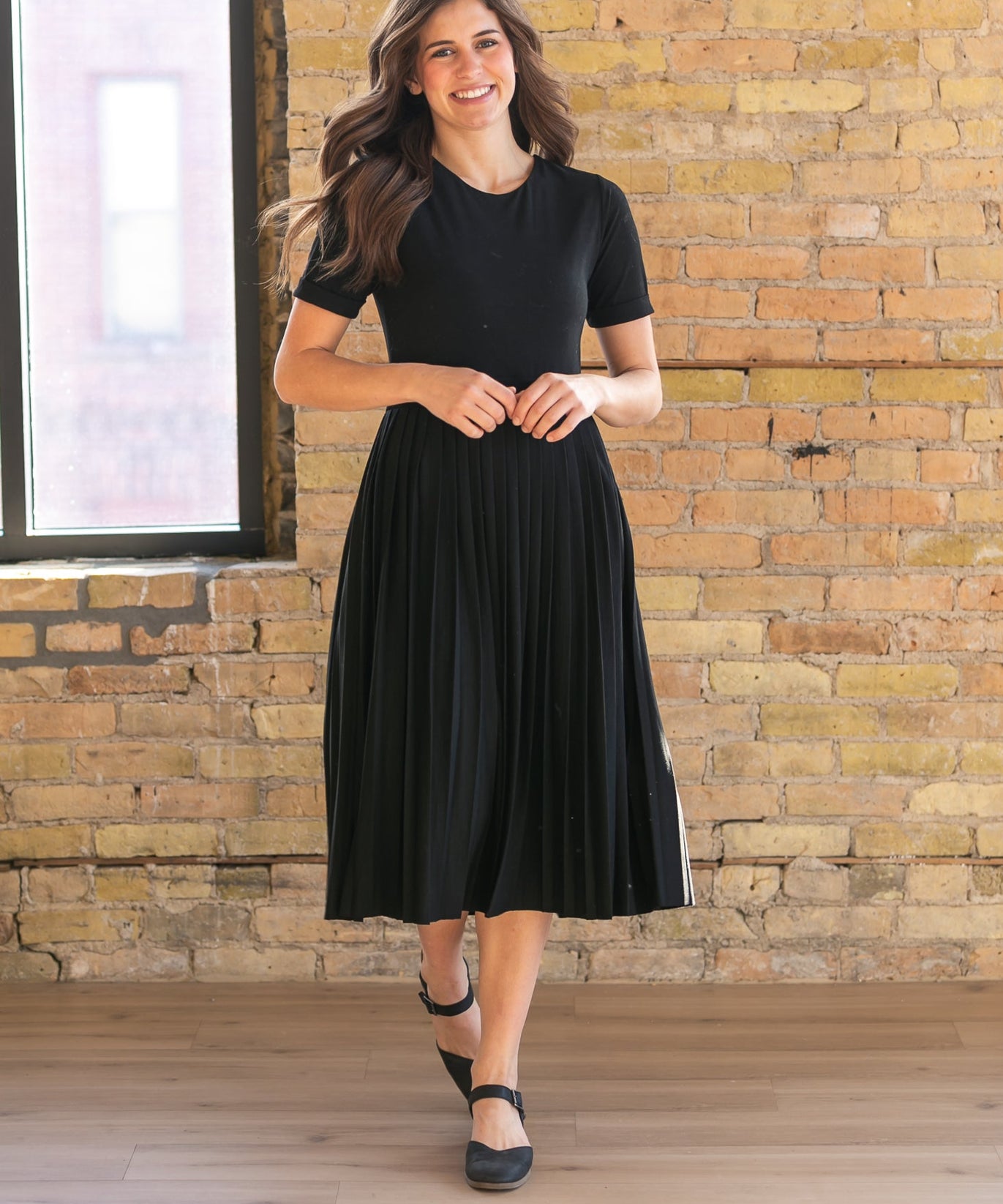 Emersyn Black Pleated Midi Dress - FINAL SALE