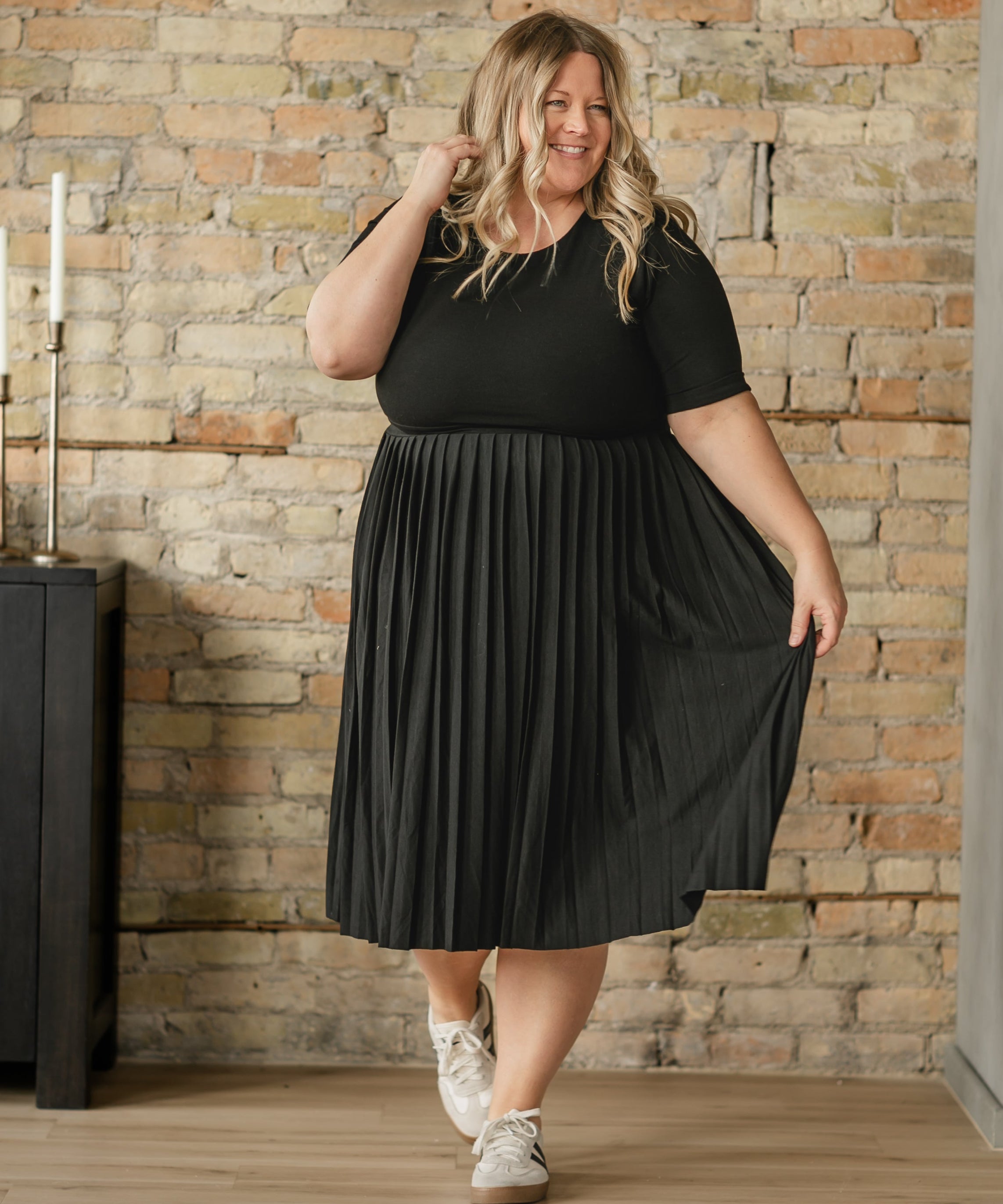 Emersyn Black Pleated Midi Dress - FINAL SALE