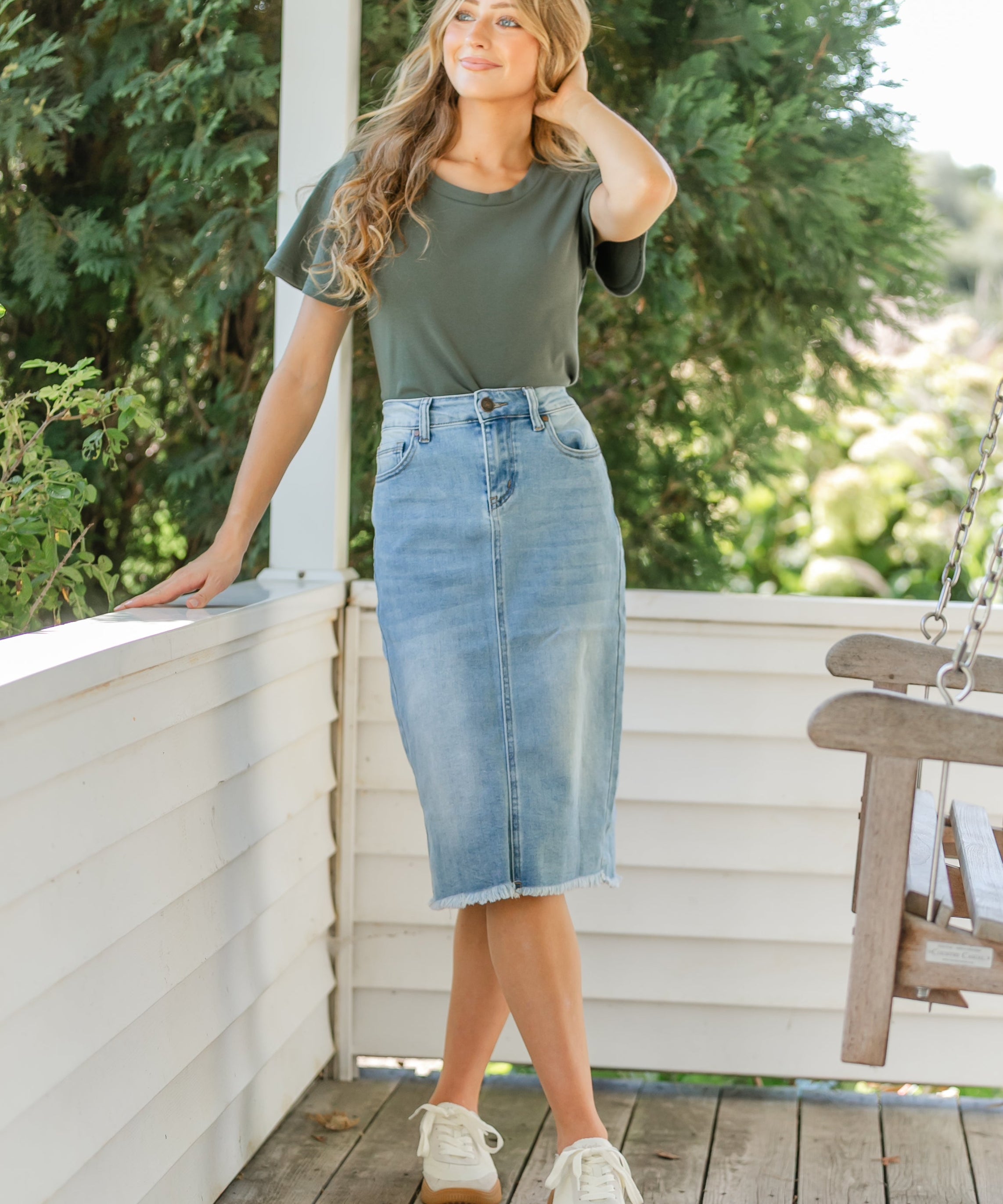 Essential Olive Flutter Sleeve Top